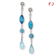 14K White Gold Blue Topaz Post Earrings