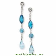 14K White Gold Blue Topaz Post Earrings