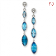 14K White Gold Blue Topaz Post Earrings