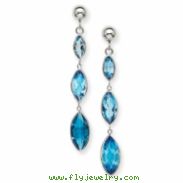 14K White Gold Blue Topaz Post Earrings