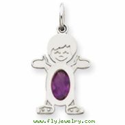 14K White Gold Boy 6x4 Oval  Genuine Amethyst-Feb