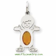14K White Gold Boy 6x4 Oval  Genuine Citrine-Nov