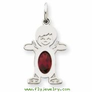 14K White Gold Boy 6x4 Oval  Genuine Garnet-Jan