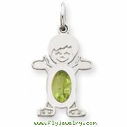 14K White Gold Boy 6x4 Oval  Genuine Peridot-Aug