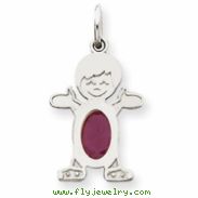 14K White Gold Boy 6x4 Oval  Genuine Ruby-Jul