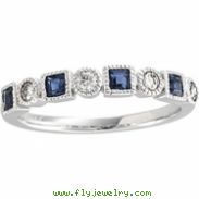 14K White Gold Bridal Anniversary Band Genuine Sapphire Diamond