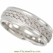14K White Gold Bridal Duo Hand Woven Comfort Fit Band
