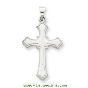 14K White Gold Budded Cross Charm