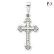 14K White Gold Budded Cross Pendant