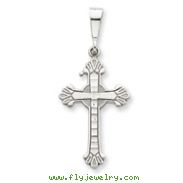 14K White Gold Budded Cross Pendant