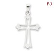 14K White Gold Budded Cross Pendant