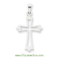 14K White Gold Budded Cross Pendant