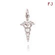 14K White Gold Caduceus Charm