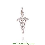 14K White Gold Caduceus Charm