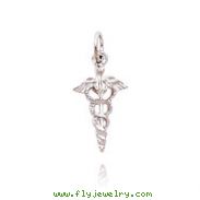 14K White Gold Caduceus Charm