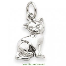 14k White Gold Cat Charm