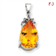 14k White Gold Citrine & Diamond Pendant