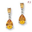 14K White Gold Citrine Dangle Post Earrings