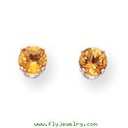 14K White Gold Citrine Stud Earrings