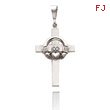 14K White Gold Claddagh Cross Pendant