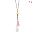 14K White Gold Clear & Pink CZ Necklace chain