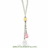 14K White Gold Clear & Pink CZ Necklace chain