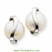 14k White Gold Coin Pearl Earrings