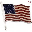 14K White Gold Color American Flag Lapel Pin