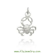 14K White Gold Crab Charm