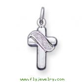 14K White Gold Cross Charm