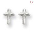 14k White Gold Cross CZ Post Earrings