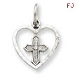 14K White Gold Cross in Heart Charm