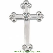 14K White Gold Cross Lapel Pin With Diamond