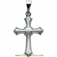 14K White Gold Cross Pendant