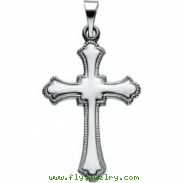 14K White Gold Cross Pendant