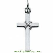 14K White Gold Cross Pendant