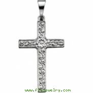 14K White Gold Cross Pendant