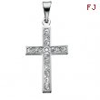 14K White Gold Cross Pendant With Design