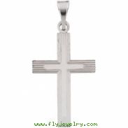 14K White Gold Cross Pendant With Design