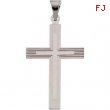 14K White Gold Cross Pendant With Design