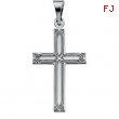 14K White Gold Cross Pendant With Design