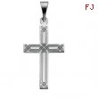 14K White Gold Cross Pendant With Design