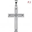 14K White Gold Cross Pendant With Design