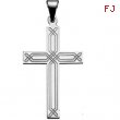 14K White Gold Cross Pendant With Design