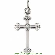 14K White Gold Cross Pendant With Diamond