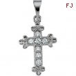 14K White Gold Cross Pendant With Diamond