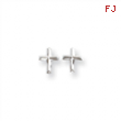 14k White Gold Cross Post Earrings