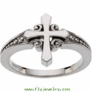 14K White Gold Cross Ring