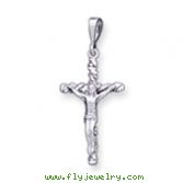 14K White Gold Crucifix Charm