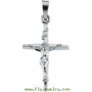 14K White Gold Crucifix Pendant